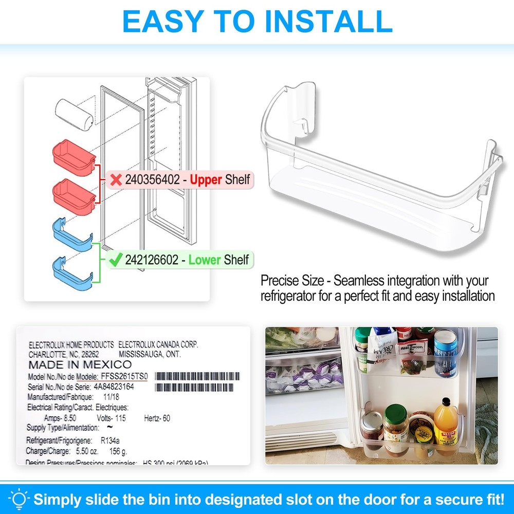 2 Pack Refrigerator Door Bin Shelf Replacement for Frigidaire 2421266