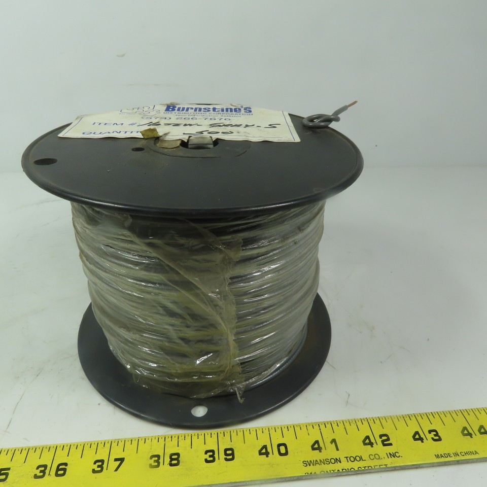 Gray Stranded TEW 16 AWG Copper Wire 500'