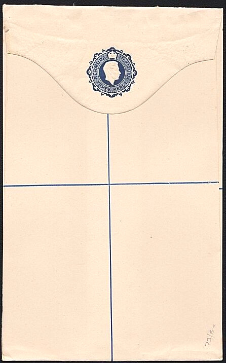 BERMUDA GVI 3d registered envelope unused..................................A9982