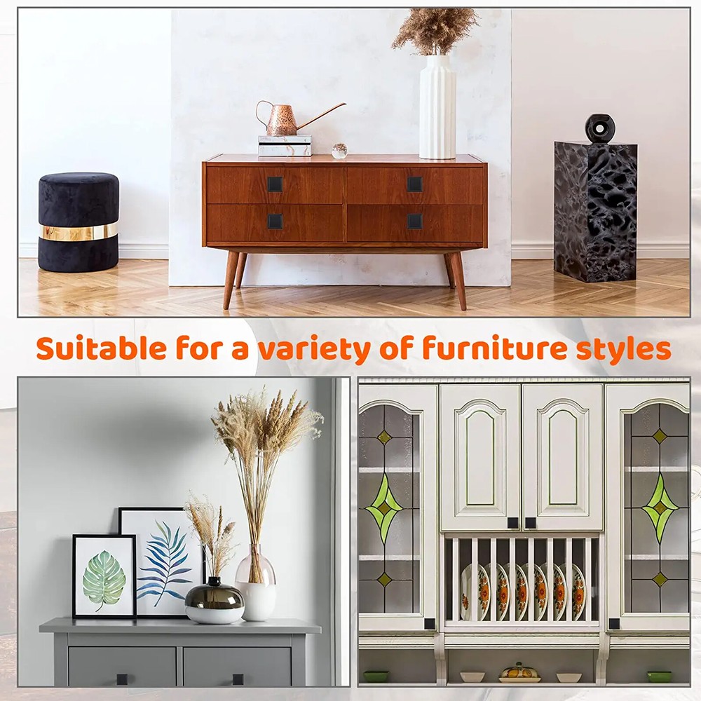 1~50PCS Kitchen Cabinet Knobs Hardware Drawer Cupboard Handle Pulls Black Square