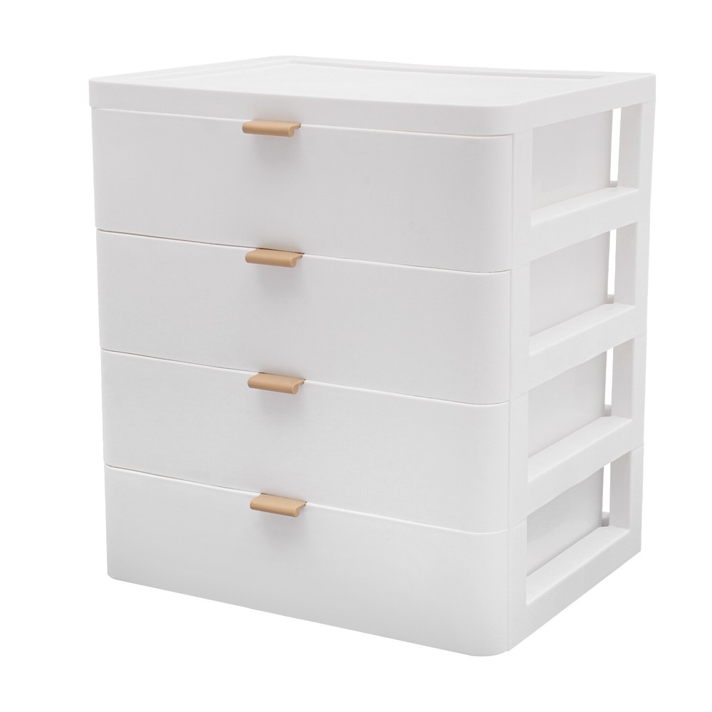 Stylish White Desk Organizer with 4 Drawers - Space-Saving Storage Solution