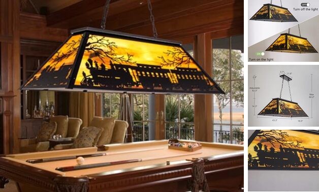 3 Light Pool Table Light, Vintage Train Billiard Light Retro Kitchen Island