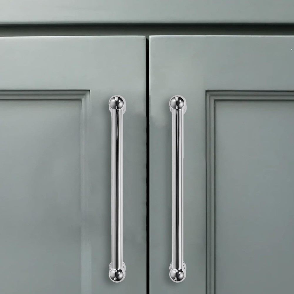 2 Pack 3-3/4 inch Polished Chrome Solid Kitchen Cabinet Handles Heavy Duty