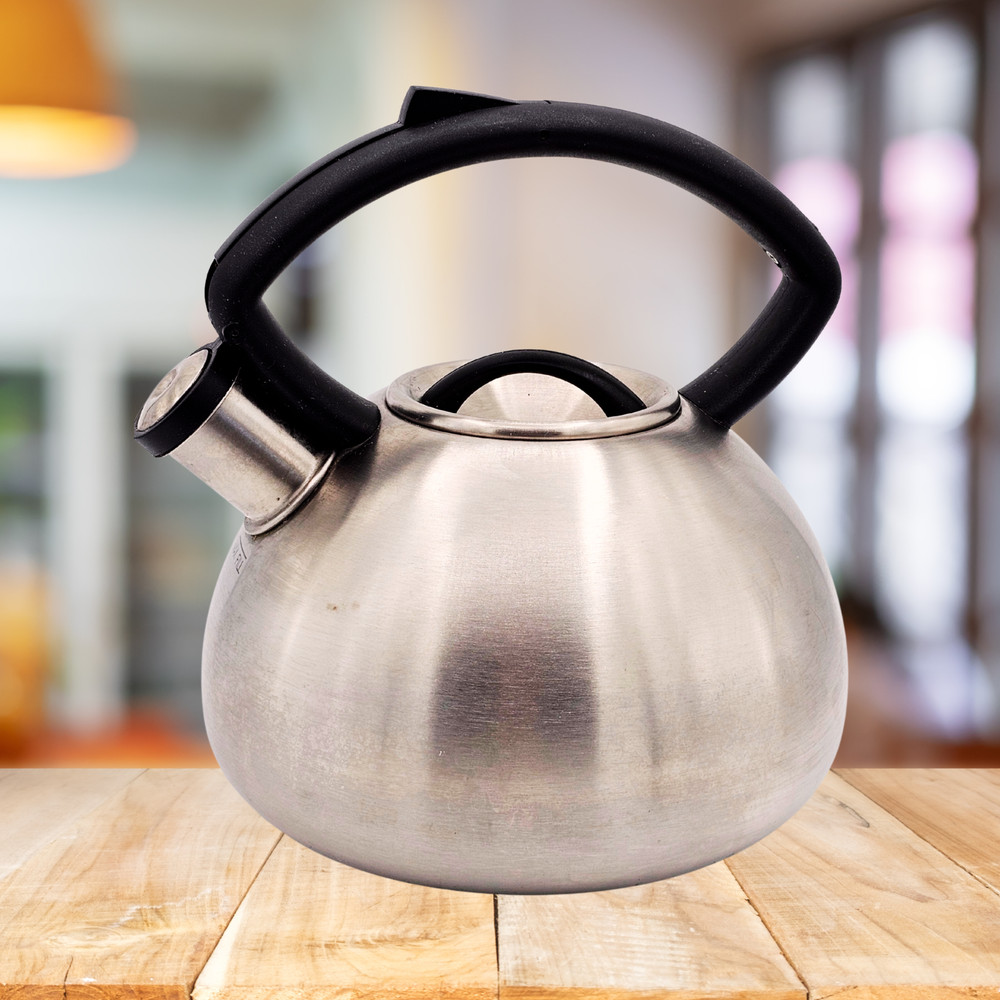 Copco Stainless Steel Whistling Tea Kettle Black Handle Stovetop