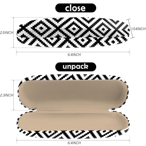 Deokke Glasses Case Hard Shell Eyeglass Protective Case L20-black White