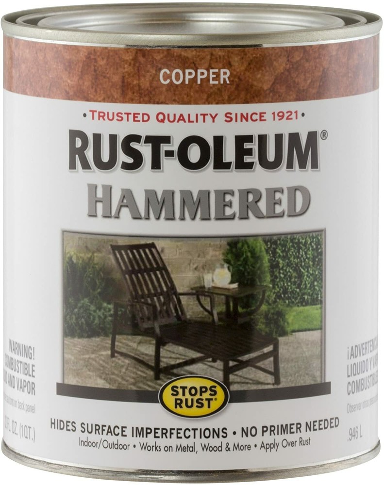 Durable Rust Protective Enamel Paint w/ Hammered Finish - Copper (1 Qt)