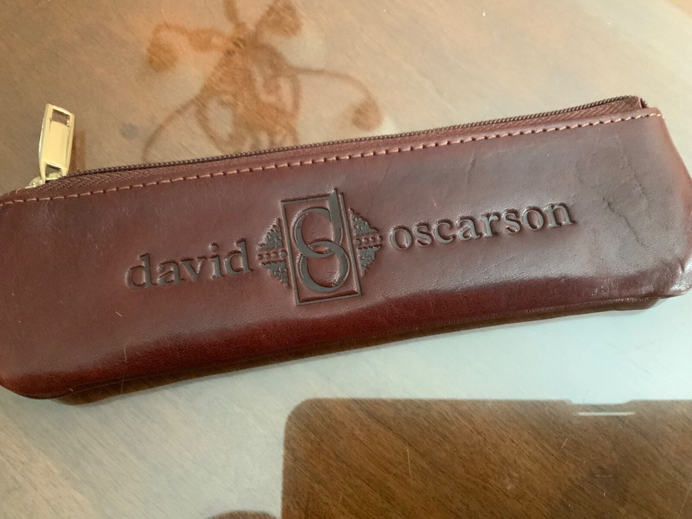 David Oscarson Pen Brown Leather Pouch Case