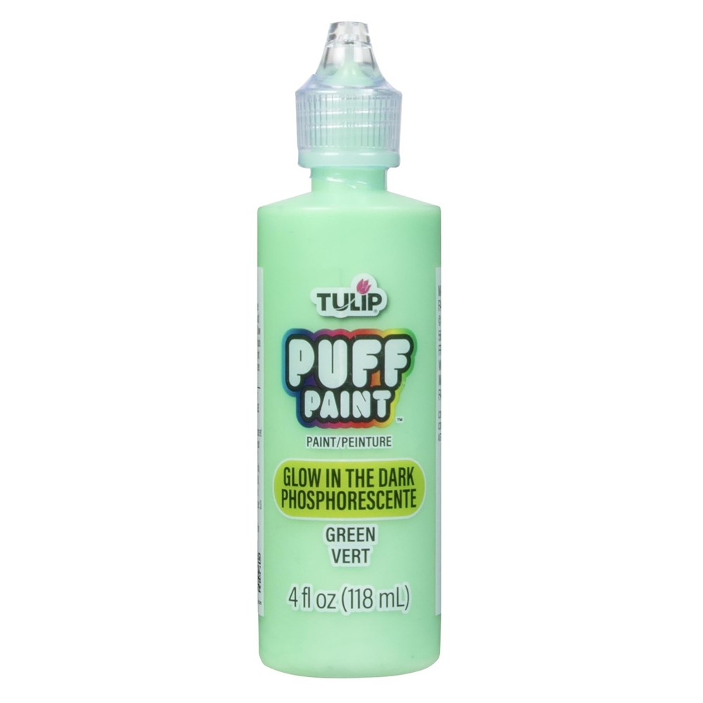 Tulip Dimensional Fabric Paint Glow Green 4Oz Bottle For Creative Projects