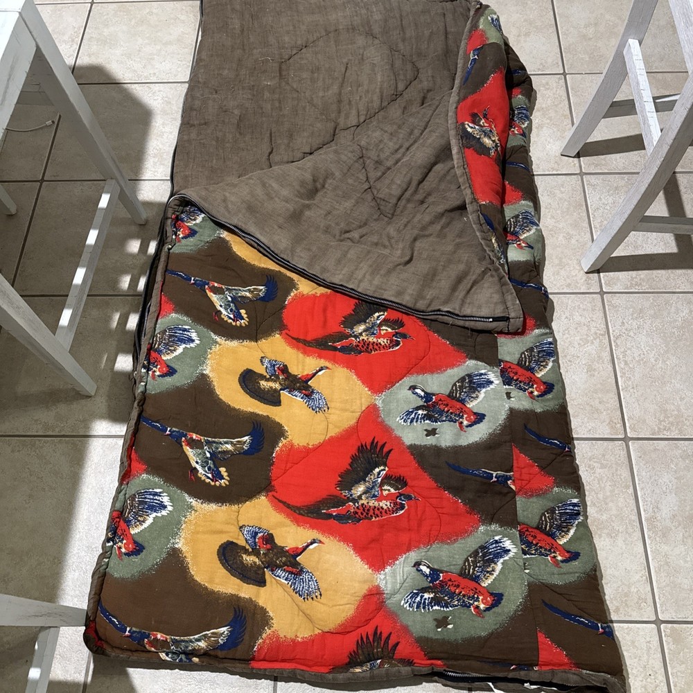Vintage Emar Sleeping Bag With Ducks & Pheasants