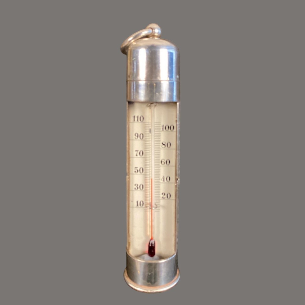 Thermometer, Solid Silver, Rare, Antique, Scientific, Travel size
