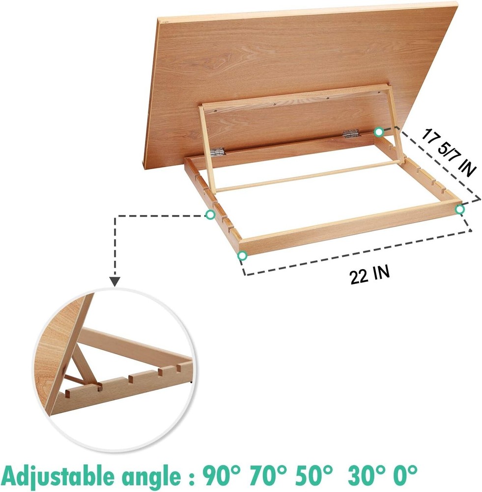 Wood Drafting Easel Large 5-Pos Adjustable Drawing Sketching Board