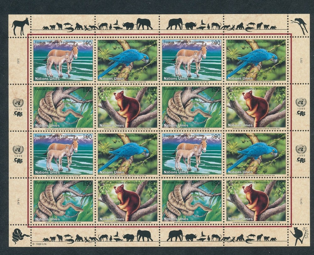 UN - GENEVA "ENDANGERED SPECIES" 7 DIFF MNH SHEETS CV $125+ *GREAT VALUE*