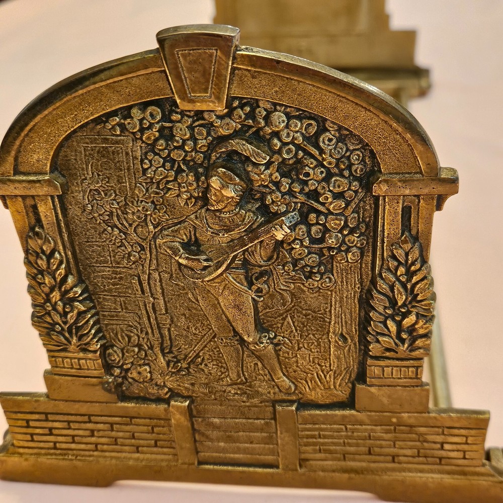 Vintage Brass Bookends - Musian Playing Stringed Instrument