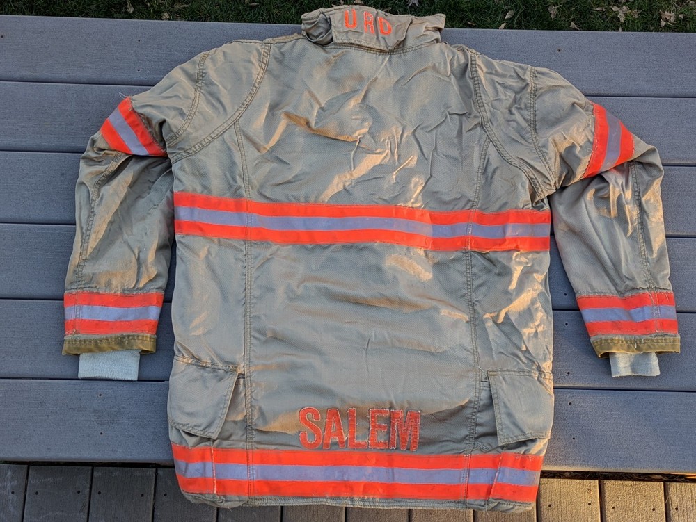 Firefighter Turnout Bunker Coat Jacket, size 46T + 1" Arm, Brown