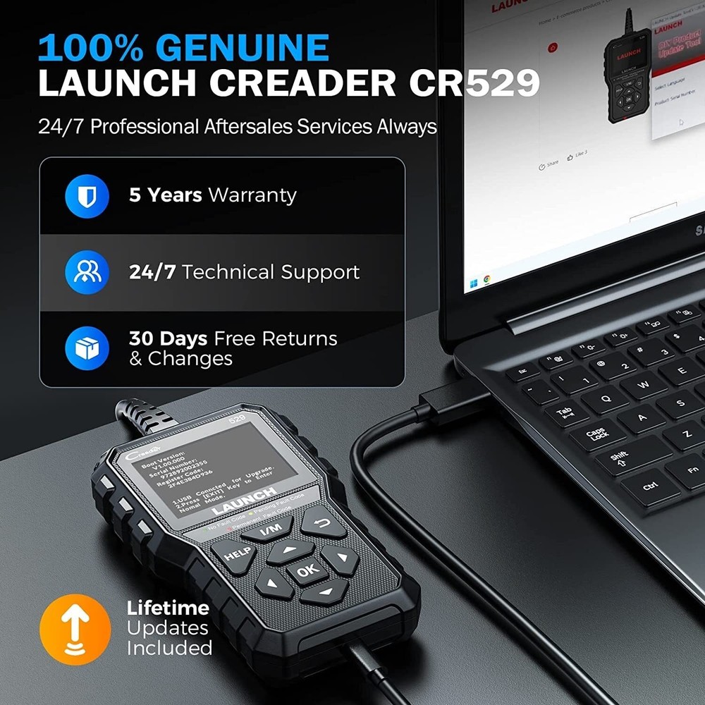 LAUNCH CR529 OBD2 Scanner OBD Code Reader Car Check Engine Fault Diagnostic Tool