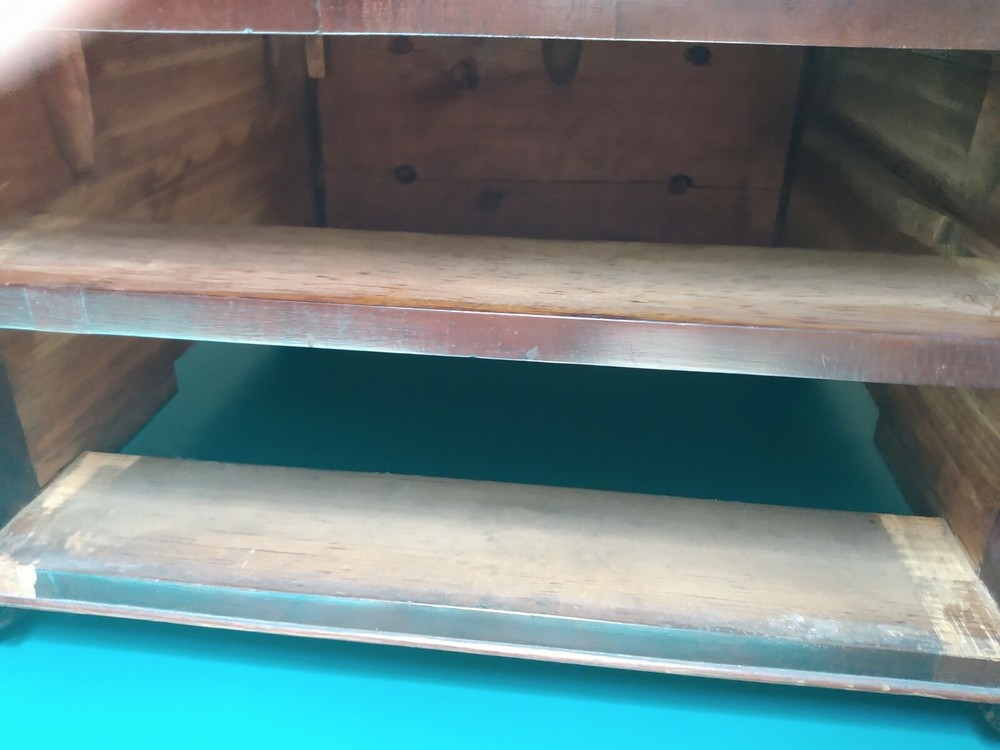 Antique two drawer drop leaf spool thread cabinet