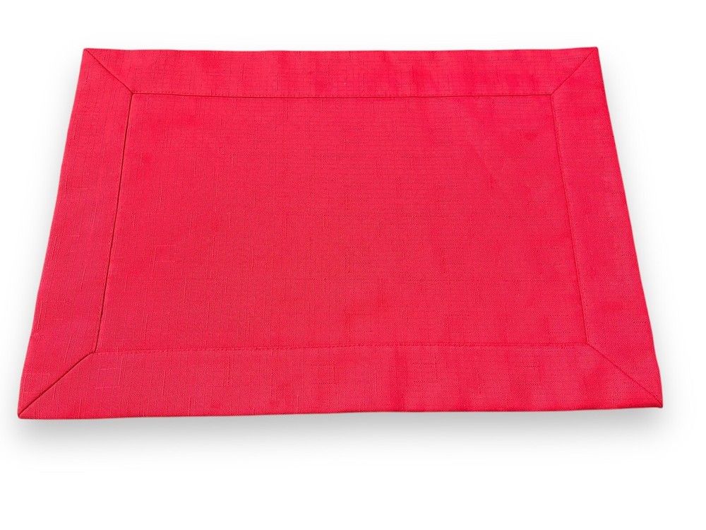 10 Classic Red Hemstitch Rectangular Placements for Christmas Holidays All Year