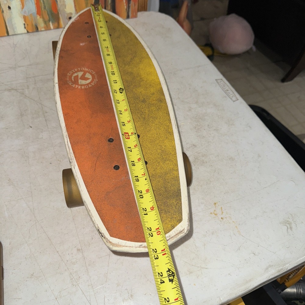 Kryptonics Mini Fat 23” Skateboard Orange Yellow Palm Tree