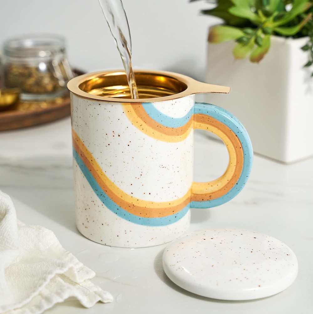 Everlee Tea Infuser Mug - Ceramic Mug with Tea Infuser and Lid for Loose Leaf...