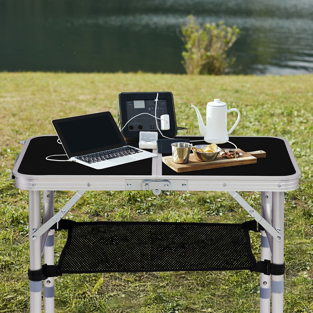 Small Aluminum Foldable Lightweight Patio Side Table with Carry Handle