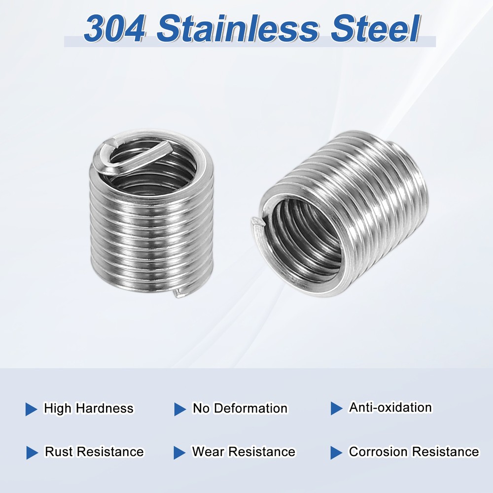 50pcs Wire Thread Inserts M6x1 Metric 2D 12mm Helical Threaded Sleeve