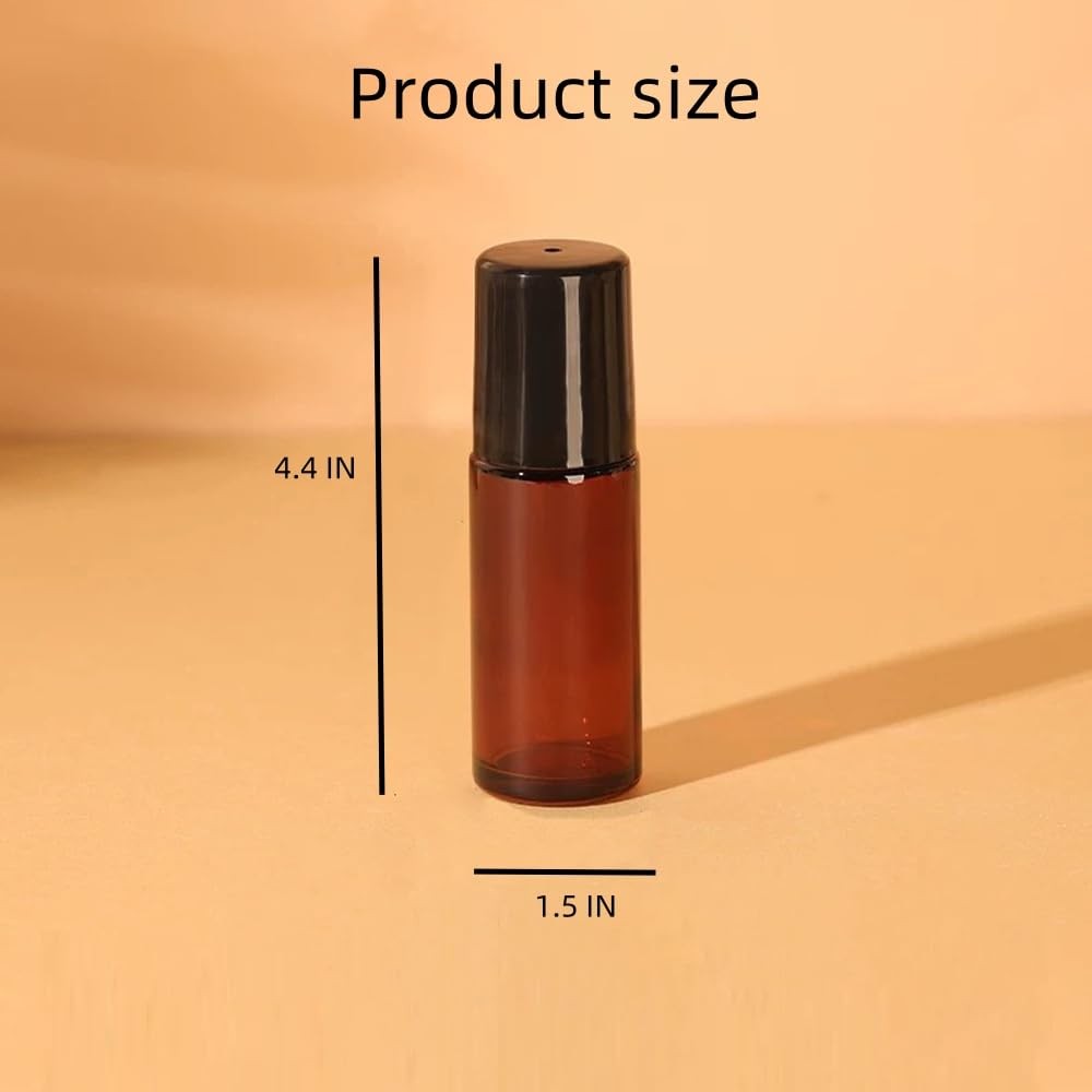 50ml Amber Glass Roll On Bottles Empty Refillable Containers for Essential Oils