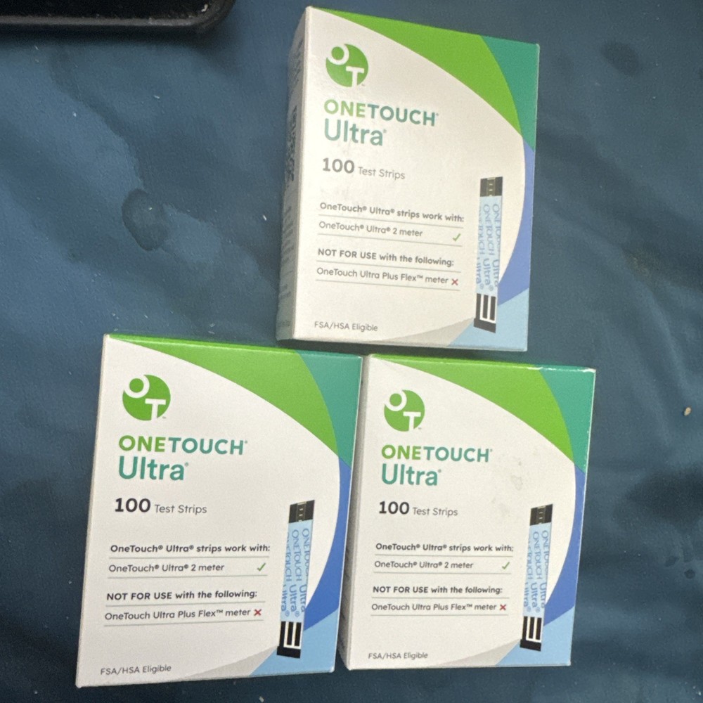 100 One Touch ULTRA TEST STRIPS exp 2o27 Mint::