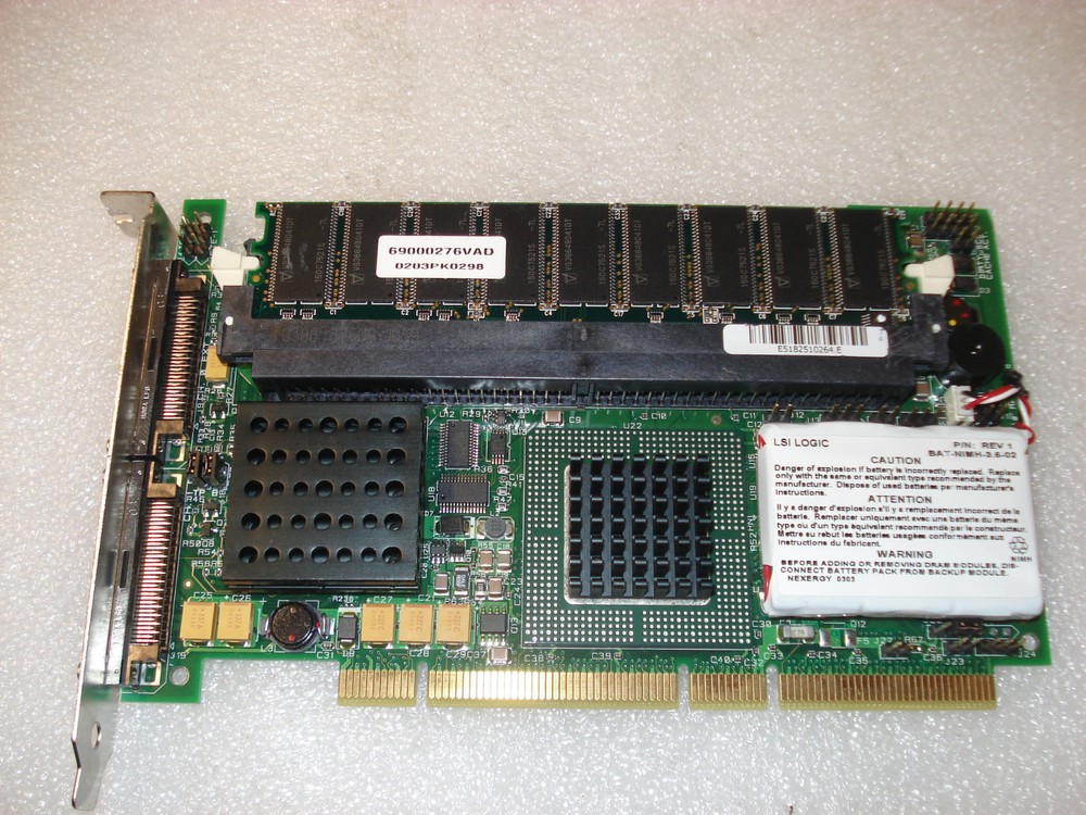 LSI LOGIC PCBX518-B1 2 Channel SCSI Raid Controller Card w/ Memory
