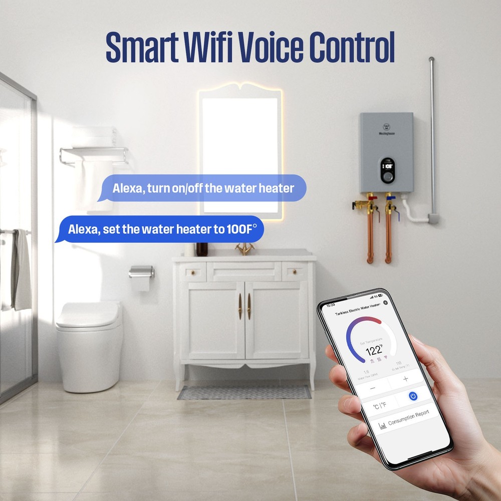 WestingHouse 11kW Electric Tankless Water Heater Instant Hot Water WIFI Alexa