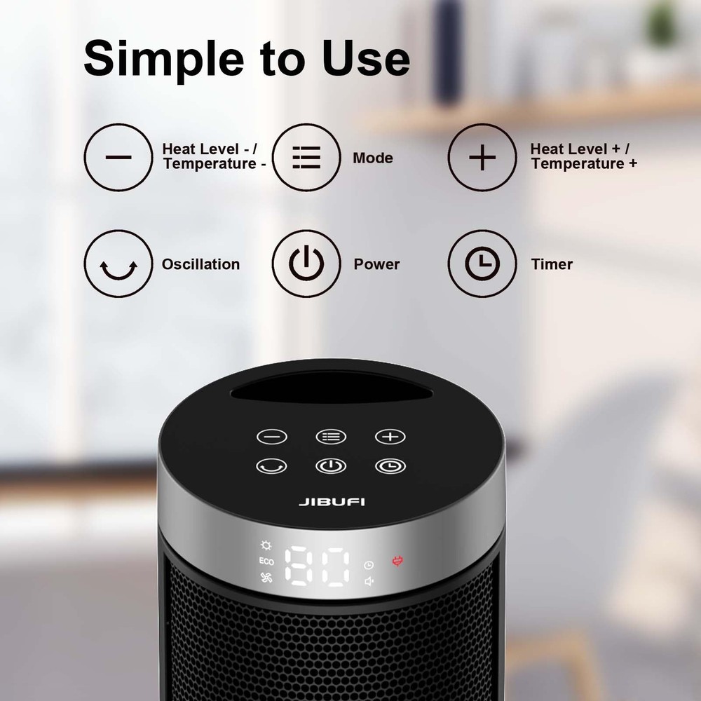 Ceramic Space Heater, Portable Indoor Heater with Remote Control, Three Heati...