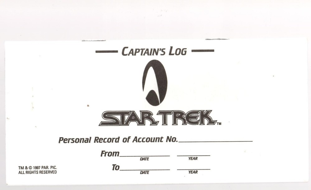 Star Trek 1997 Par PIC Checking Account Log Book