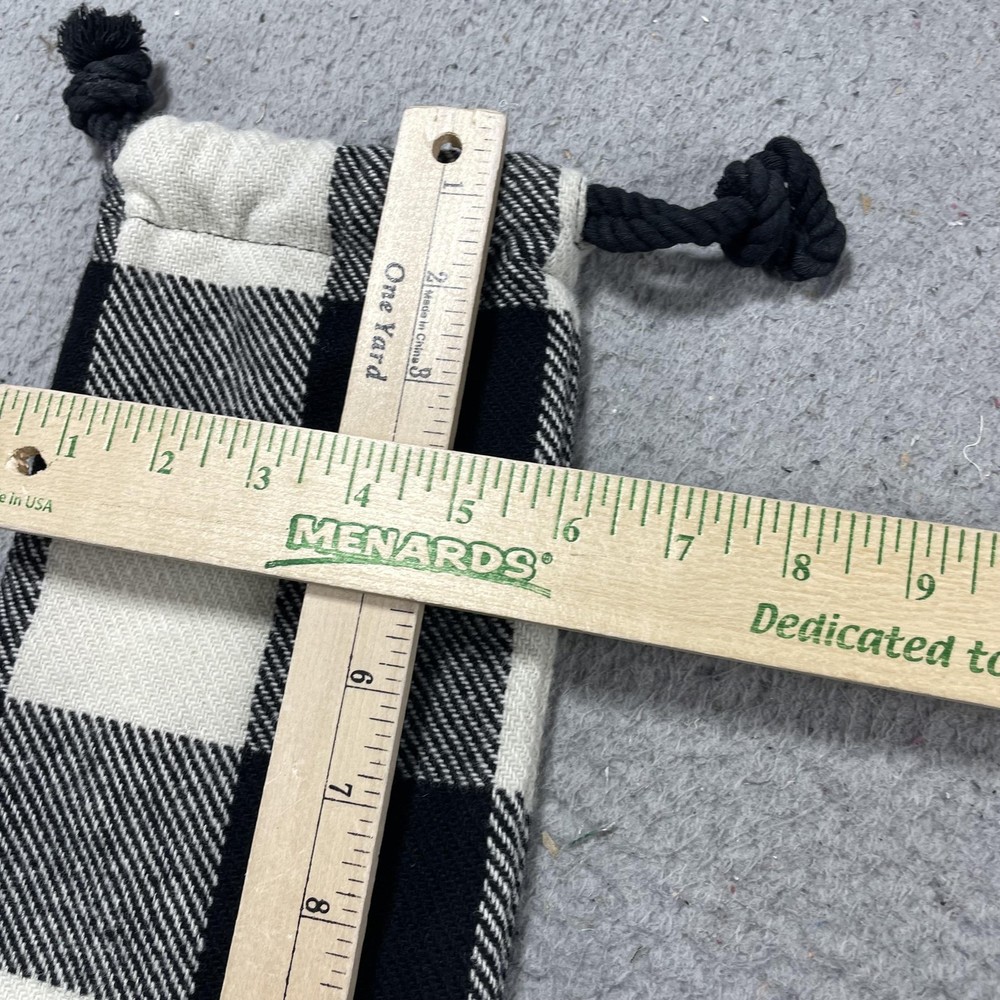 Faribault Woolen Mill Black White Buffalo Check Drawstring Pouch Bag Small