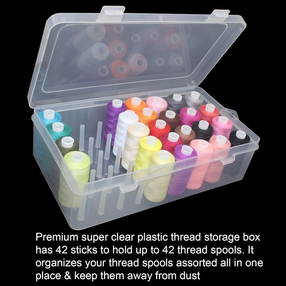42 Spools Thread Holder Organizer Clear Sewing Storage Box Embroidery Thread Org
