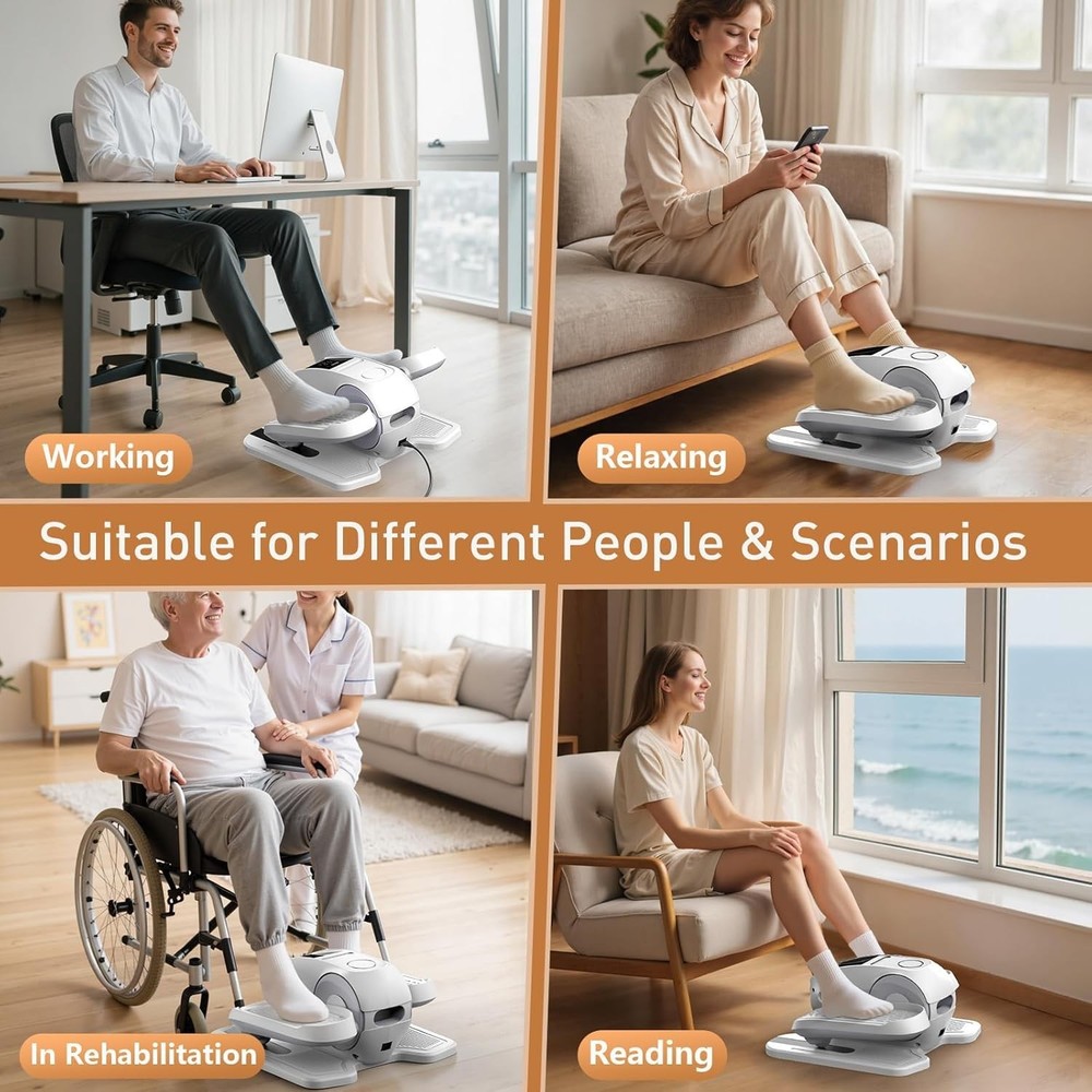 Under Desk Elliptical Exercise Machine 12 Speeds Leg Exerciser While Sitting