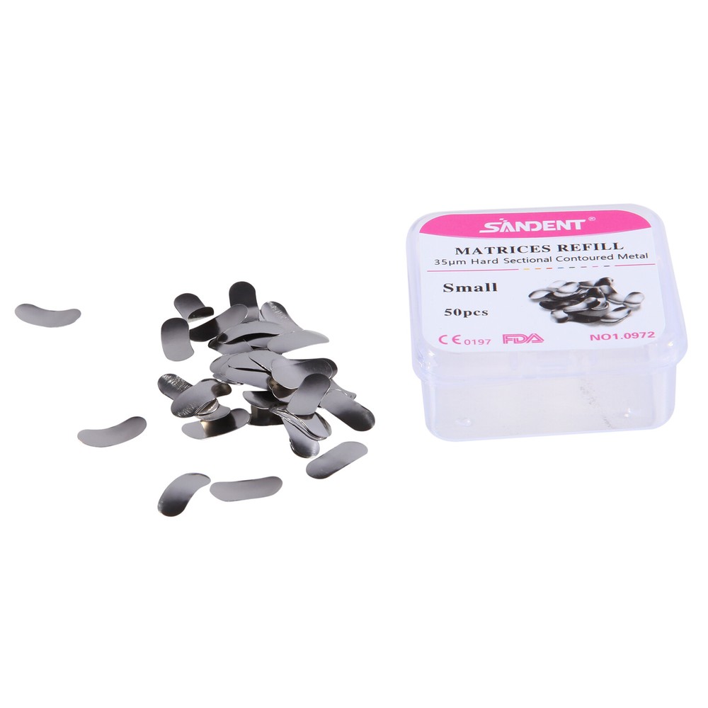 Dental Sectional Matrix System Contoured Metal Matrices Refill Matrix Bands 50pc