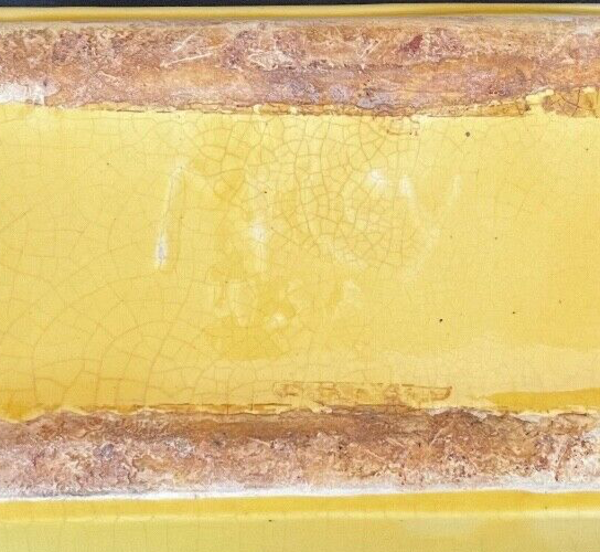 Vintage McCoy USA Yellow Rectangular Planter Wavy Pattern, Art Deco