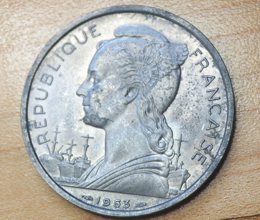 1953 Madagascar 5 Francs Zebu