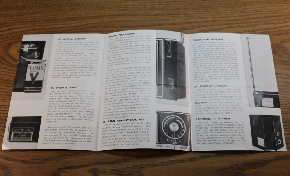 Instruction Manual Only - SKYWATCH Pro Transistor Radio Guide