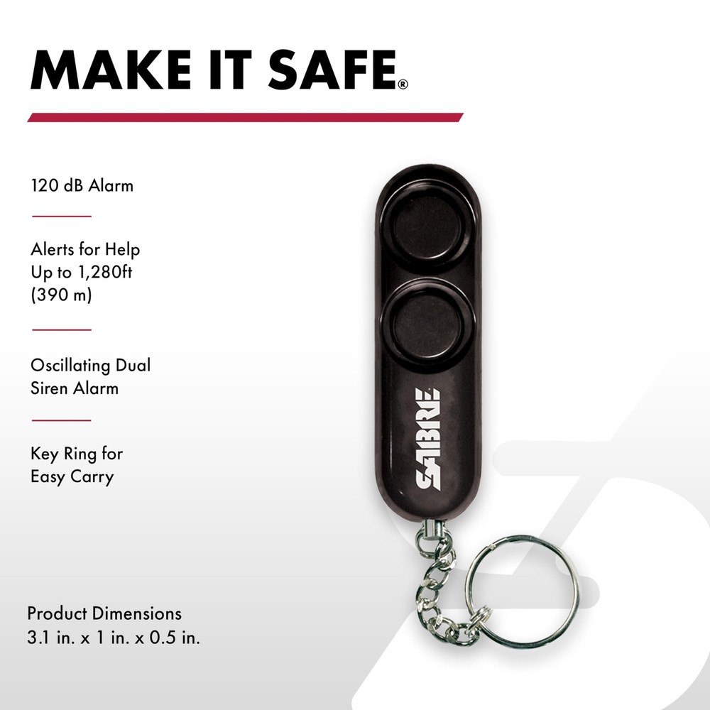 Sabre Black Plastic Personal Security Alarm PA-01