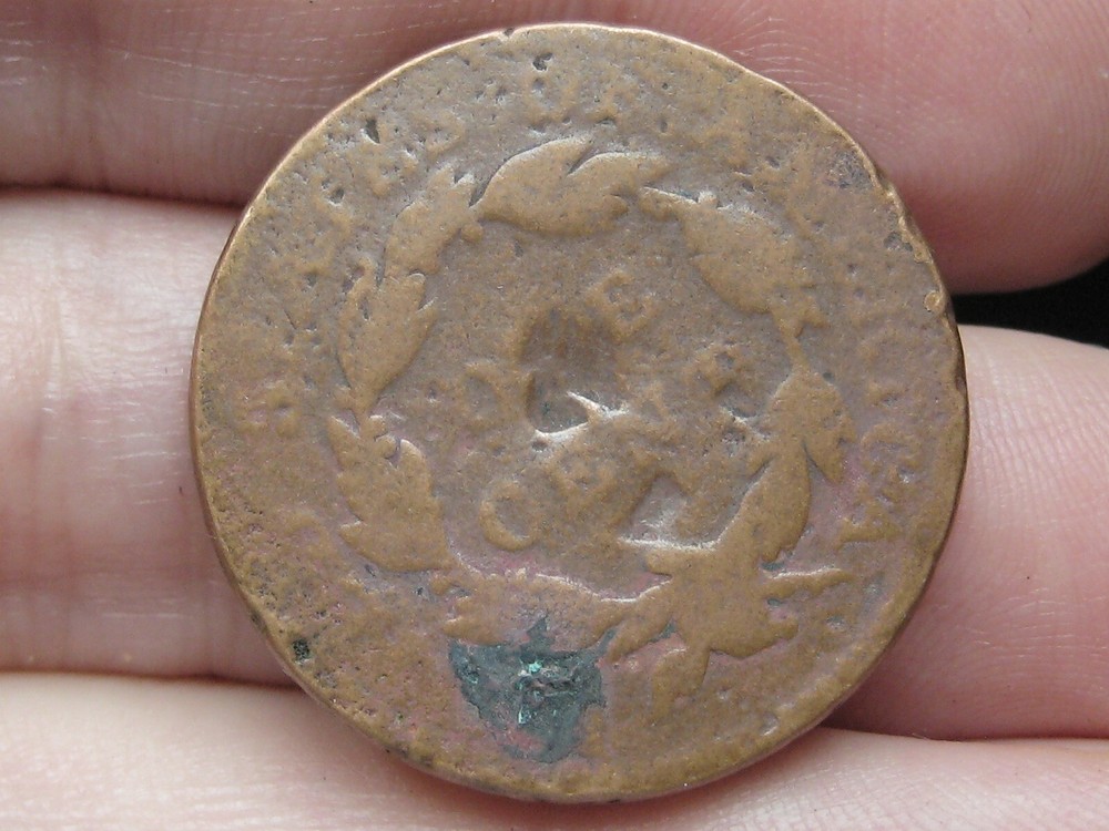 1819 Matron Head Large Cent Penny- Large Date, Rotated Reverse Die Error