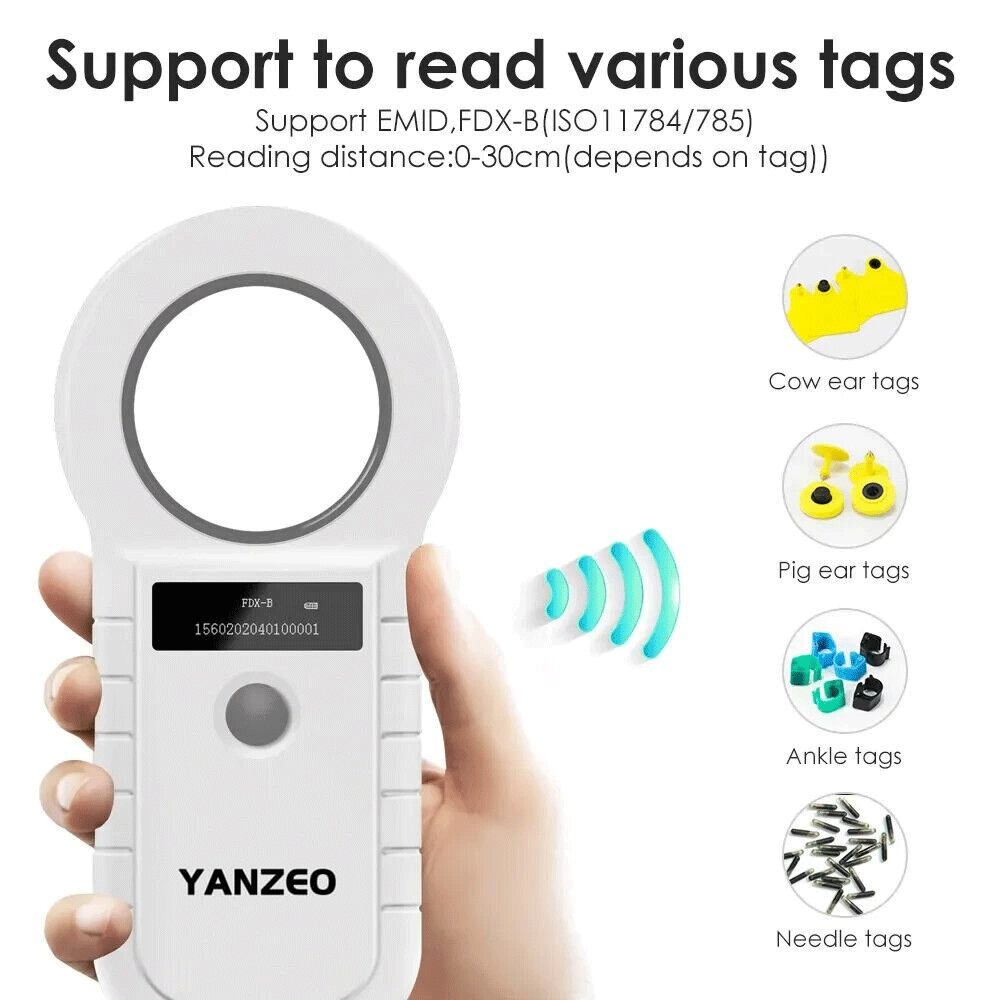 Pet Dog Cat Microchip Reader Animal EMID ISO Chip Scanner Tag ID Identification