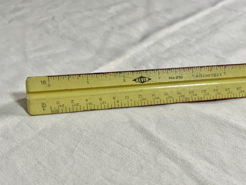 Vintage Triangular ALVIN Architect Scale - No. 210 Pearwood - Made In Germany