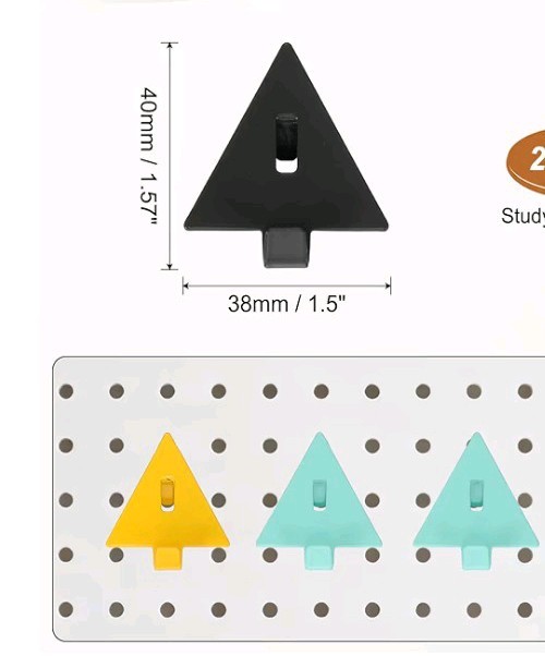 25Pcs PegBoard Hooks, 1.6" Study Peg Shelving Hooks Heavy Duty Triangle Black