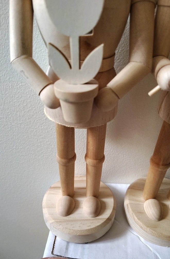 Make Market Wood Easter Bunny Rabbit Nutcracker Pair Unpainted Art Craft Project