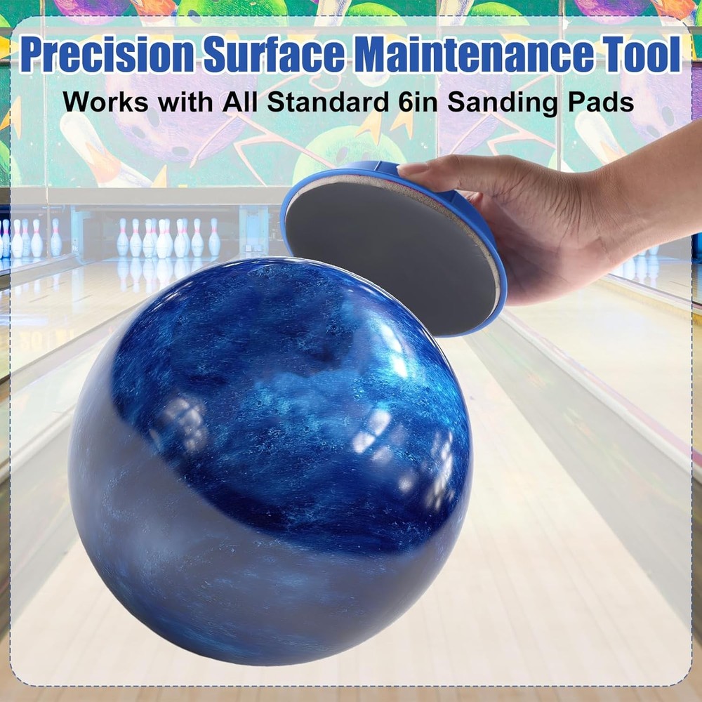 Universal Sanding Pad Holder for Bowling Balls, Precision Surface Mainten (Blue)