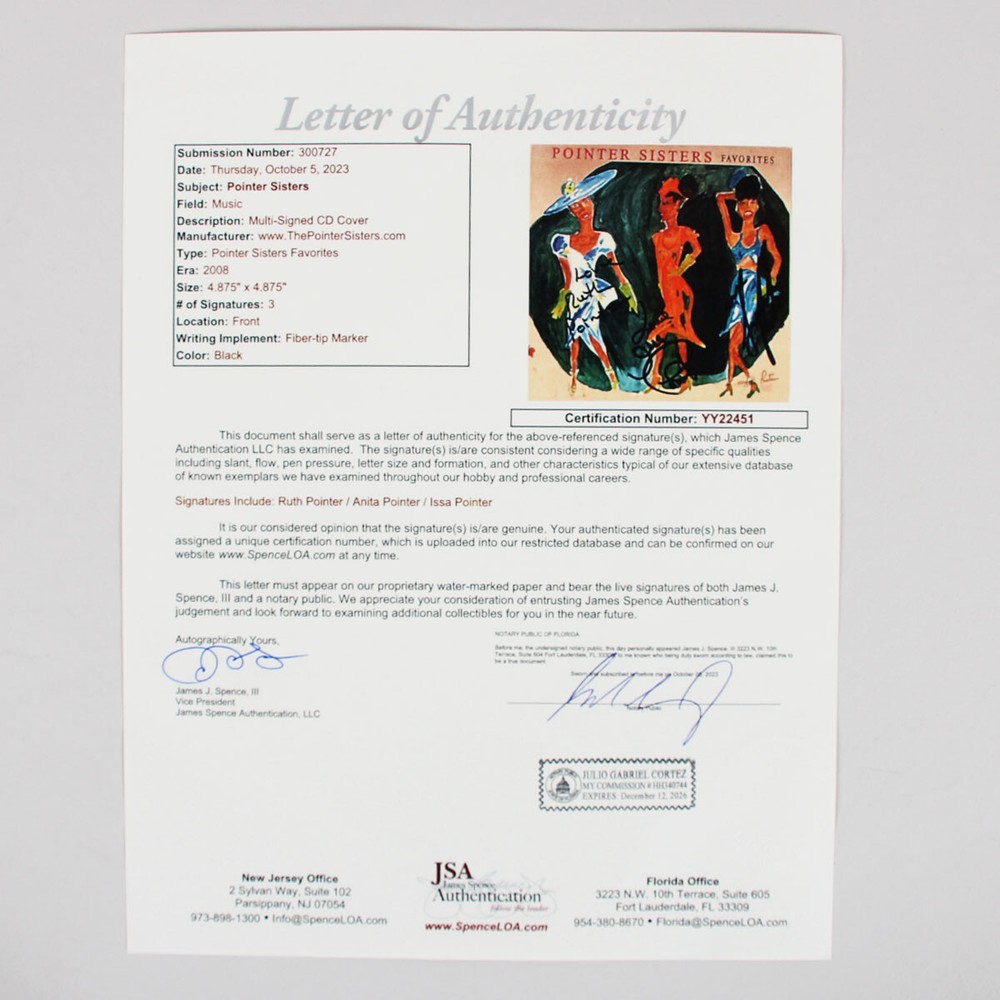 Pointer Sisters Signed CD Favorites Ruth Pointer, Sadako Pointer & Issa Point...