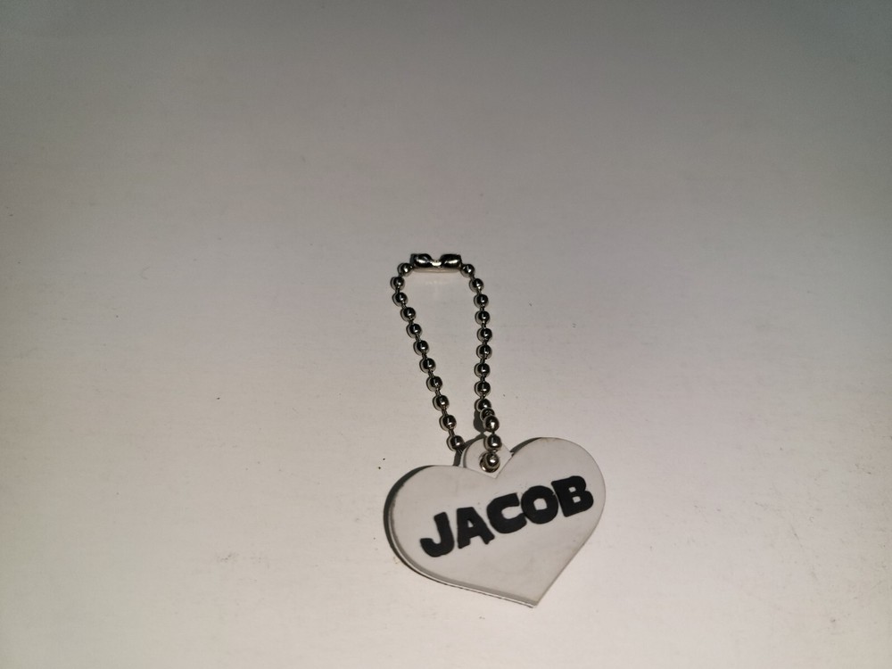 NEW JACOB on white HEART Keychain