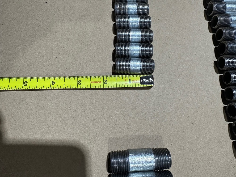 66x Pack Pipe Nipple Assorted Galvanized Steel 3/8" Dual Thread Multiple Sizes