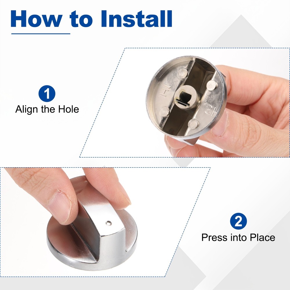 2Pcs Stove Replacement Knobs, 8mm Cooker Replacement Knobs, Silver Tone