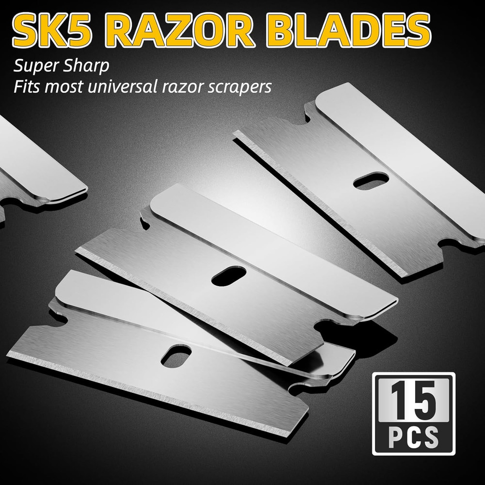 Razor Blade Scraper with 15 Extra Blades for Easy Cleaning